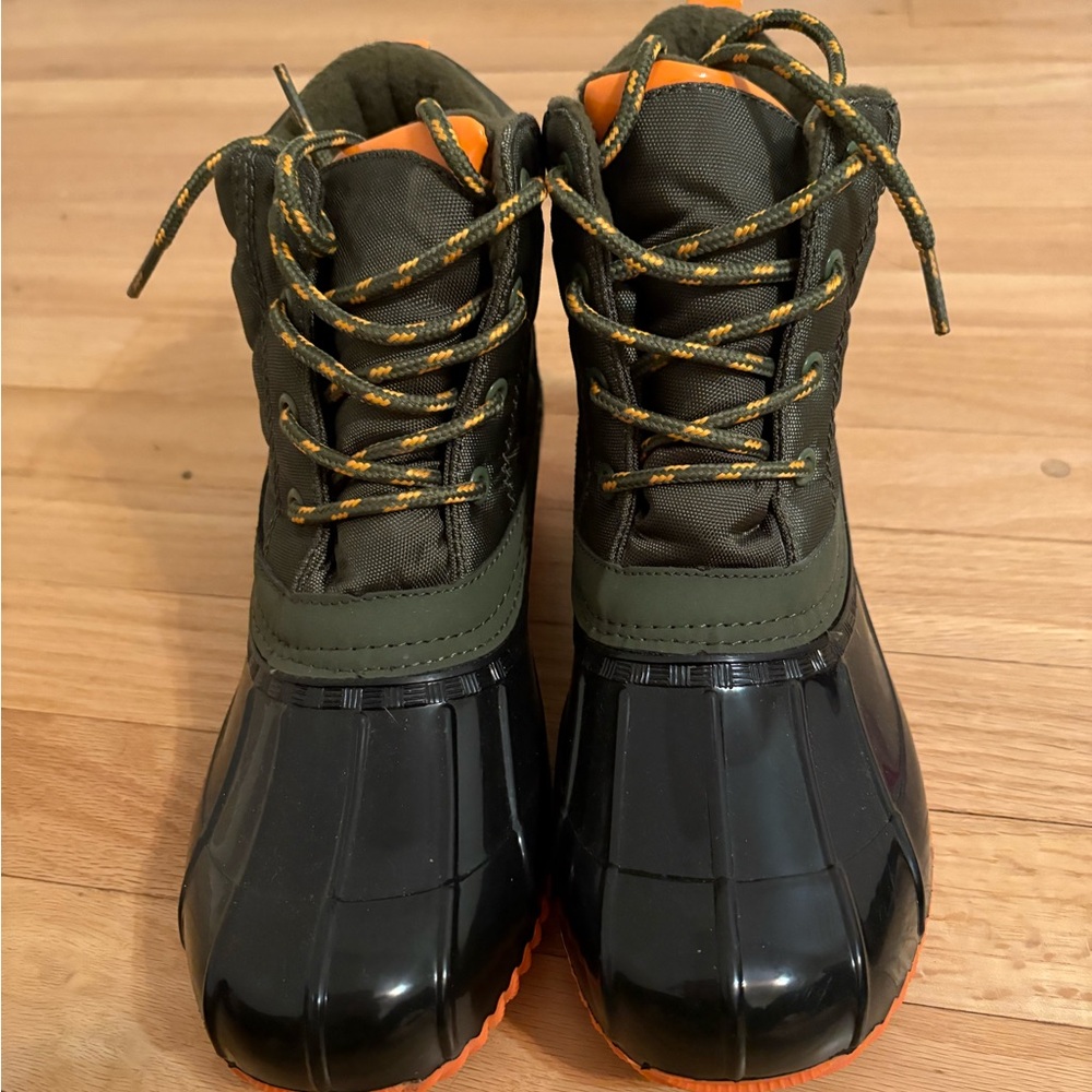 Women's Black and Orange Rain Boots